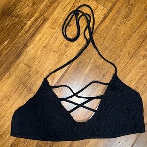 PINK VS Black Pleated Bikini Halter Top